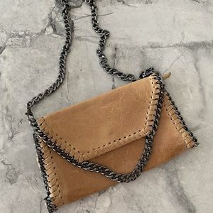 100% Italian Leather Crossbody Purse with Gunmetal Hardware